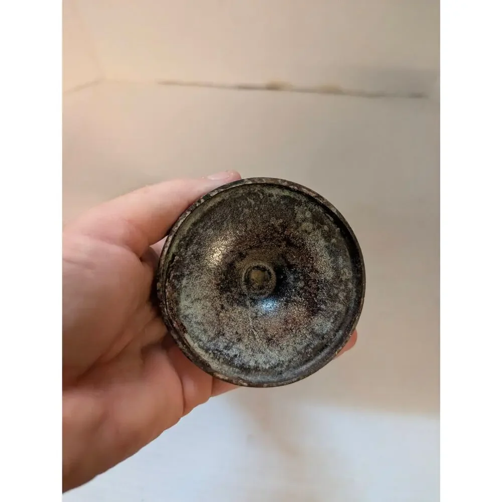 Vintage Antique Brass Trumpet Vase Distressed Etched Verdigris Metal 10" - Picture 6 of 10